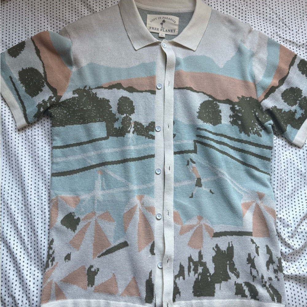Free Planet Knit Top in Gray and White